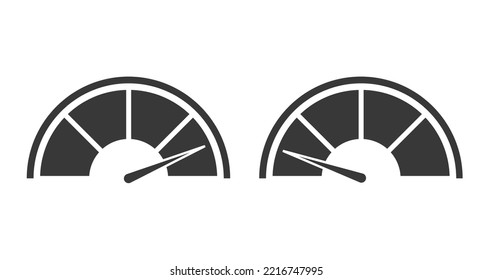 Icono de pictograma del tablero de indicadores con indicador de velocidad de referencia de bajo rendimiento defectuoso vectorial o medidor de velocidad de calidad ui elemento gráfico con el mejor símbolo indicador de flecha