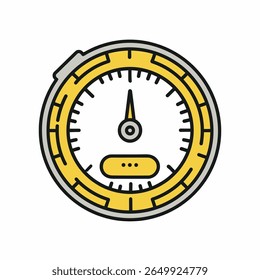 Gauge displays reading within yellow ring isolated view
