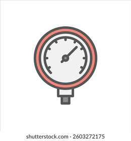 Gauge filled outline icon, Gauge color line illustration.