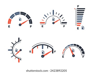 Gauge fuel. Fuel indicators gas meter. Oil level tank bar meter. Vector illustration
