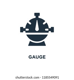 Gauge icon. Black filled vector illustration. Gauge symbol on white background. Can be used in web and mobile.