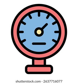 Gauge icon flat line style illustration representing measurement and monitoring tools, suitable for engineering, automotive, and industrial projects