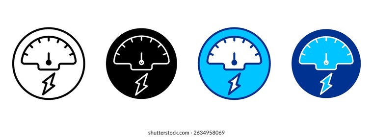 Gauge Icon Set Multiple Style Vector Illustration