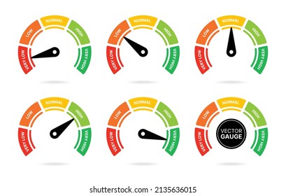 Gauge icon set. Speedometer symbol collection vector illustration.