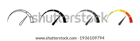 Gauge icons. Speedometer vector isolated signs. Customer satisfaction indicator level. Risk level gauge. Stock vector. EPS 10