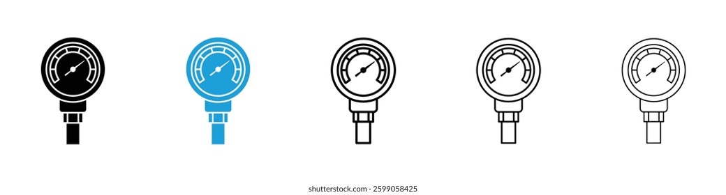 Gauge icons vector illustrations in black and blue colors for web and ui designs