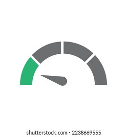 Gauge indicator with left green sector vector icon illustration. EPS10