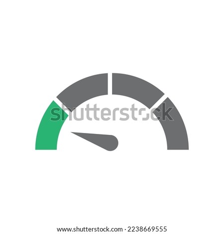 Gauge indicator with left green sector vector icon illustration. EPS10