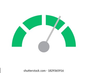 Gauge indicator vector icon for pressure meter or speedometer dial flat illustration, speed power tachometer or fuel control bar isolated