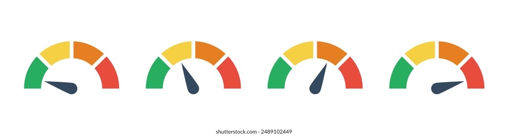 gauge with left green and red right sectors vector icon, risk ring indicator, credit rating pictogram, car tachometer scale
