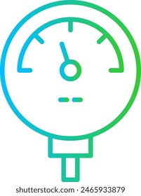 Gauge measurement icon with blue and green gradient outline style. gauge, indicator, meter, level, dashboard, power, speed. Vector Illustration