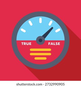 Gauge measuring truth and falsehood with a needle indicating false