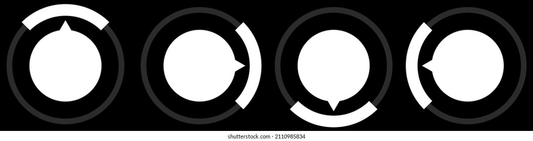 Gauge, meter, dial icon with different number of sections, parts, divisions. Knob, meter, indicator and level icon, symbol