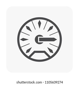 Gauge meter icon on white.