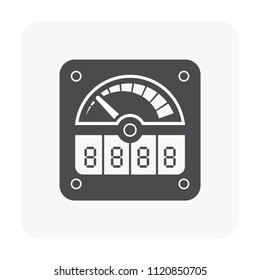 Gauge meter icon on white background.