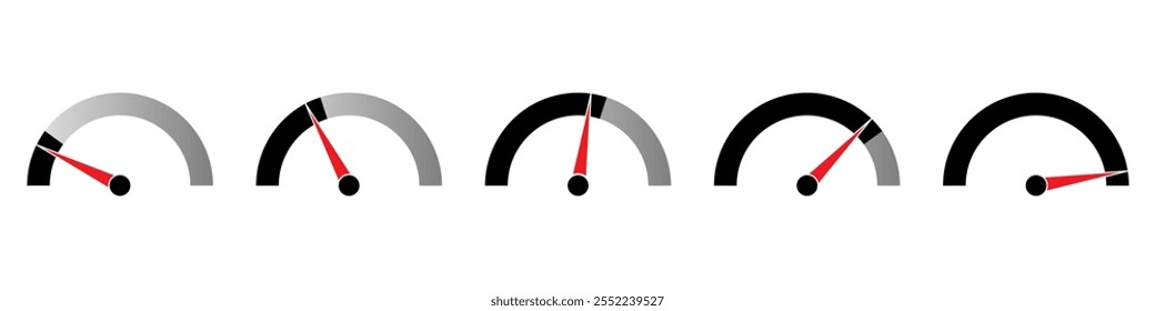 Icono del medidor de calibre. Icono de velocímetro. Tacómetro u odómetro. Ilustración vectorial.