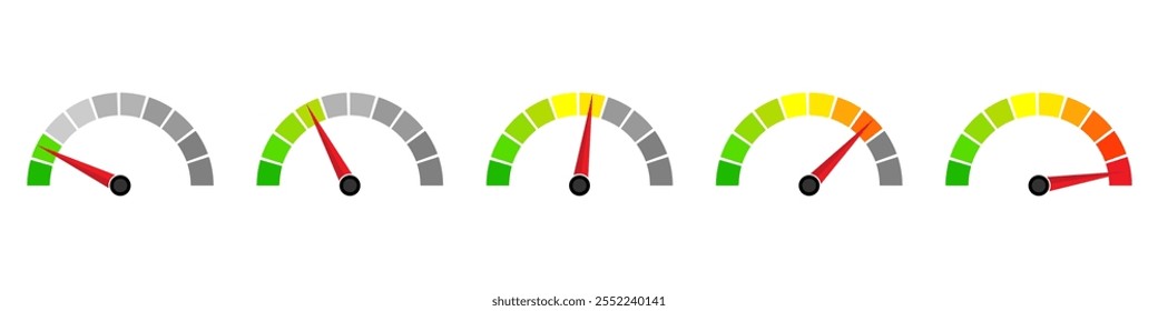 Gauge Meter Icon. Speedometer Icon. Tachometer or Odometer Display. Vector Illustration.