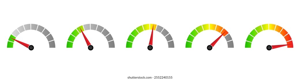 Gauge Meter Icon. Speedometer Icon. Tachometer or Odometer Display. Vector Illustration.