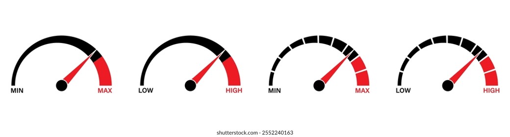 Symbol für die Anzeige. Tachosymbol. Tachometer- oder Odometeranzeige. Vektorgrafik.