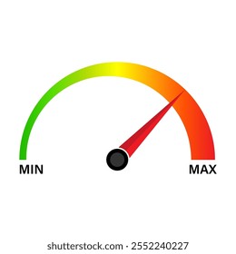 Gauge Meter Icon. Speedometer Icon. Tachometer or Odometer Display. Vector Illustration.