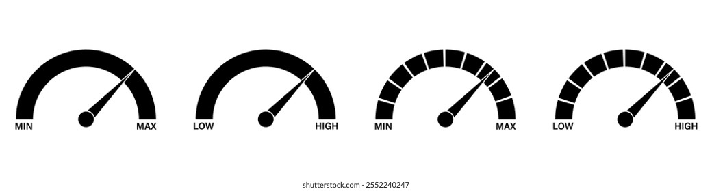 Ícone Medidor de Medidor. Ícone do velocímetro. Visor do tacômetro ou conta-quilômetros. Ilustração de vetor.
