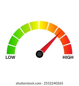 Gauge Meter Icon. Speedometer Icon. Tachometer or Odometer Display. Vector Illustration.