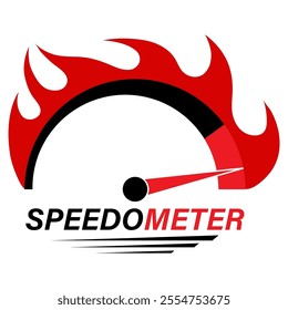 Gauge Meter Icon. Speedometer Icon. Tachometer or Odometer Display. Vector Illustration.