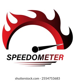 Gauge Meter Icon. Speedometer Icon. Tachometer or Odometer Display. Vector Illustration.