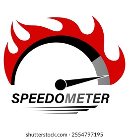 Gauge Meter Icon. Speedometer Icon. Tachometer or Odometer Display. Vector Illustration.