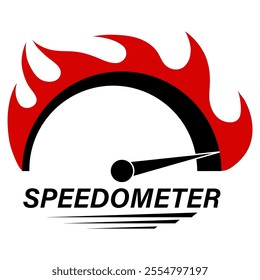 Gauge Meter Icon. Speedometer Icon. Tachometer or Odometer Display. Vector Illustration.