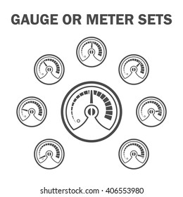 Gauge or meter vector icons sets design.