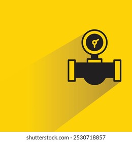 gauge and pipe icon with shadow on yellow background