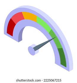 Gauge satisfaction level icon isometric vector. Happy score. Smile scale