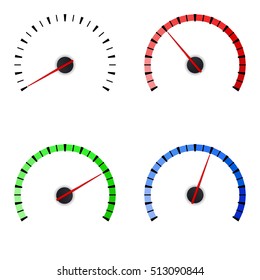 Gauge. Set of colored universal measuring scales. Vector illustration isolated on white background
