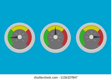 Gauge set with scale and green yellow and red part