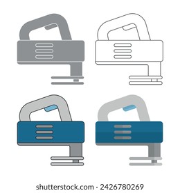 Gauge shear colored flat line icon and silhouette stencil template