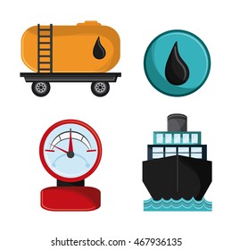 gauge ship drop container oil industry production petroleum icon, vector illustration