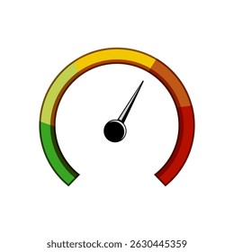 Tachometer-Cartoon. Einstellnadel, Kilometerzähler, Tachoanzeige für Instrumententafel. einzelne Symbol, Vektorgrafik
