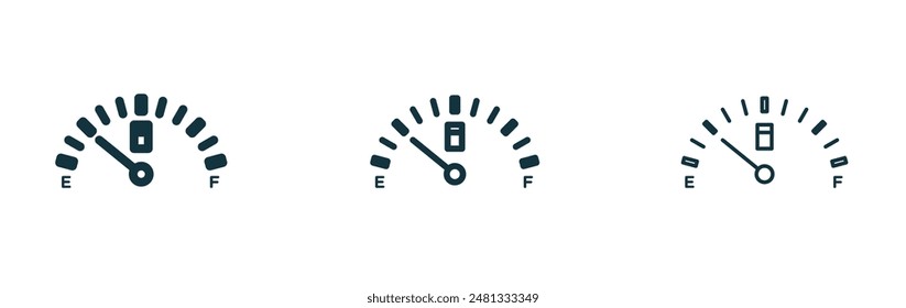 Gauge vector icon set black filled and outlined style.