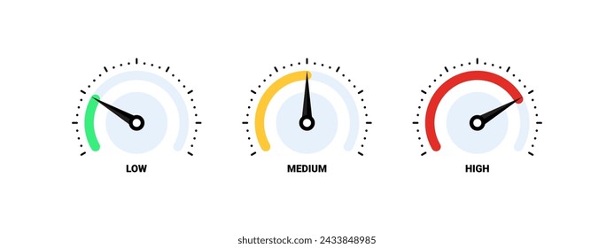 Indicadores que indican niveles bajos, medios y altos. Ilustración de vector