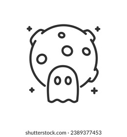 Gauntlet und Vollmond, lineares Symbol. Linie mit bearbeitbarem Hub