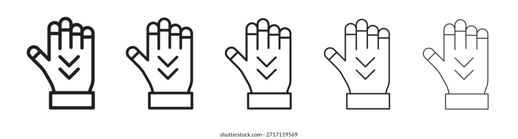 Gauntlet-Symbol in dünner Linie, schwarzer Umriss und Strichstil