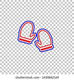 Gauntlet sign illustration. Red, white and contour icon at transparent background. Illustration.