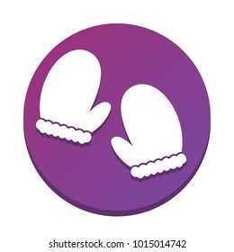 Gauntlet sign illustration. Vector. White icon with flat shadow on purpureus circle at white background. Isolated.