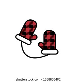 Gaunteletts Weihnachten und Neujahr Muster in Buffalo Plaid. Festlicher Hintergrund für Design und Druck