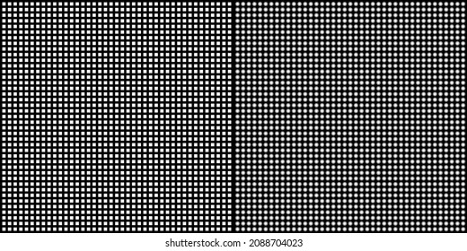 The Gauss filter. Uniform blurring of white squares gives white circles with blurred borders.