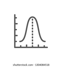 Gauss histogram function graph, parabola line icon.