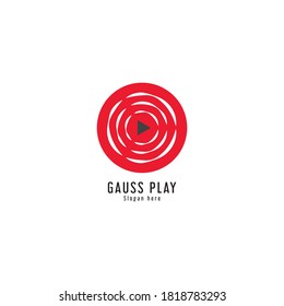 Gauss play Logo. technology logo.play button with electromagnetic wave.