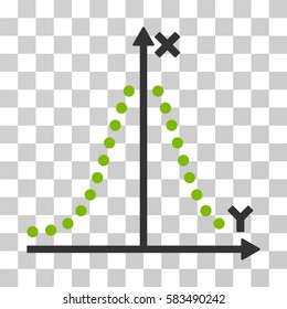 Gauss Plot vector pictogram. Illustration style is flat iconic bicolor eco green and gray symbol on a transparent background.