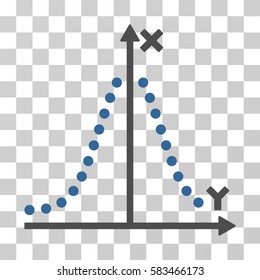 Gauss Plot vector pictograph. Illustration style is flat iconic bicolor cobalt and gray symbol on a transparent background.